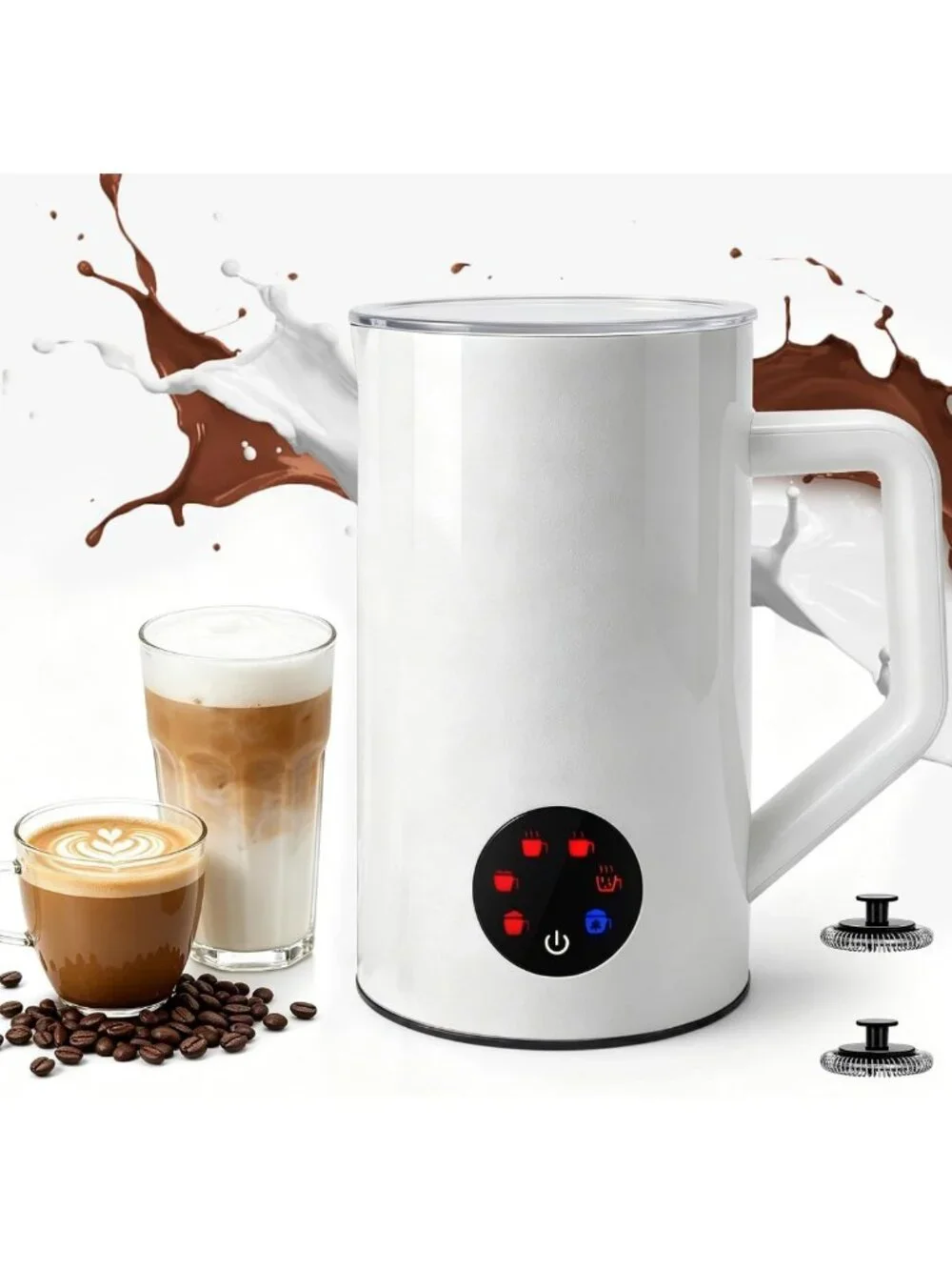 6-in-1 Electric Milk Frother & Steamer - 20oz Hot & Cold Foam Maker for Lattes